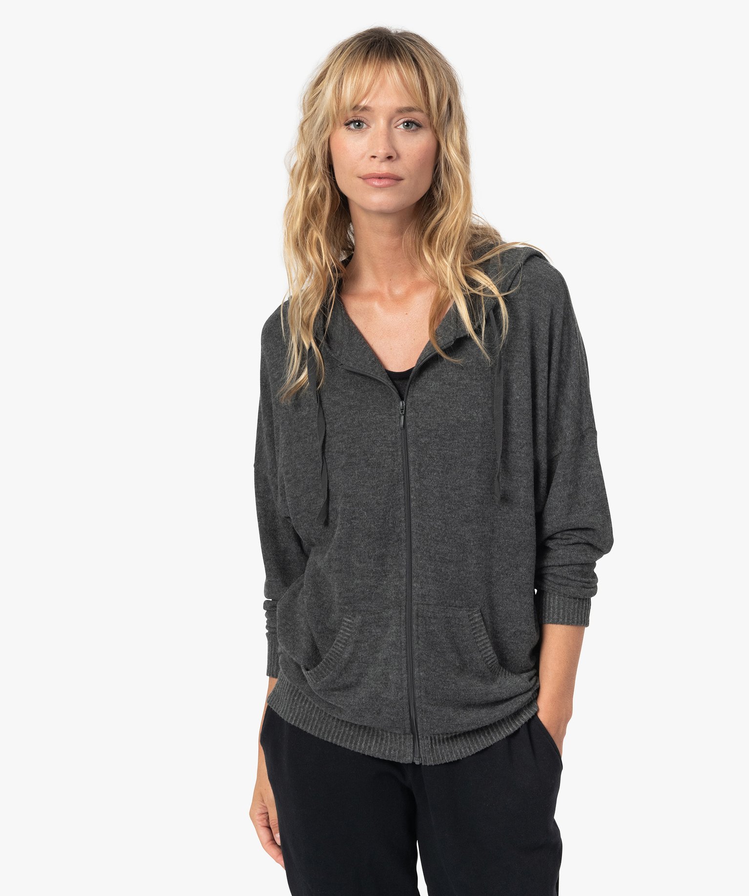 Veste d'intérieur femme en maille fine et douce gris | GEMO