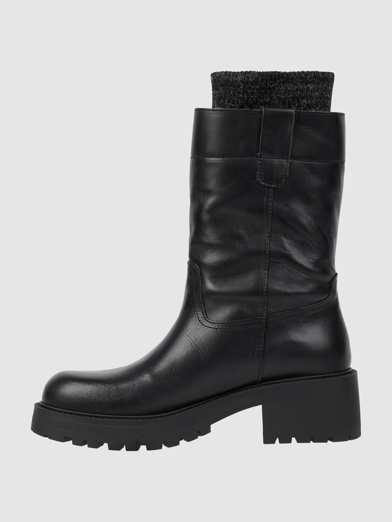 Sock Boots aus Leder in schwarz