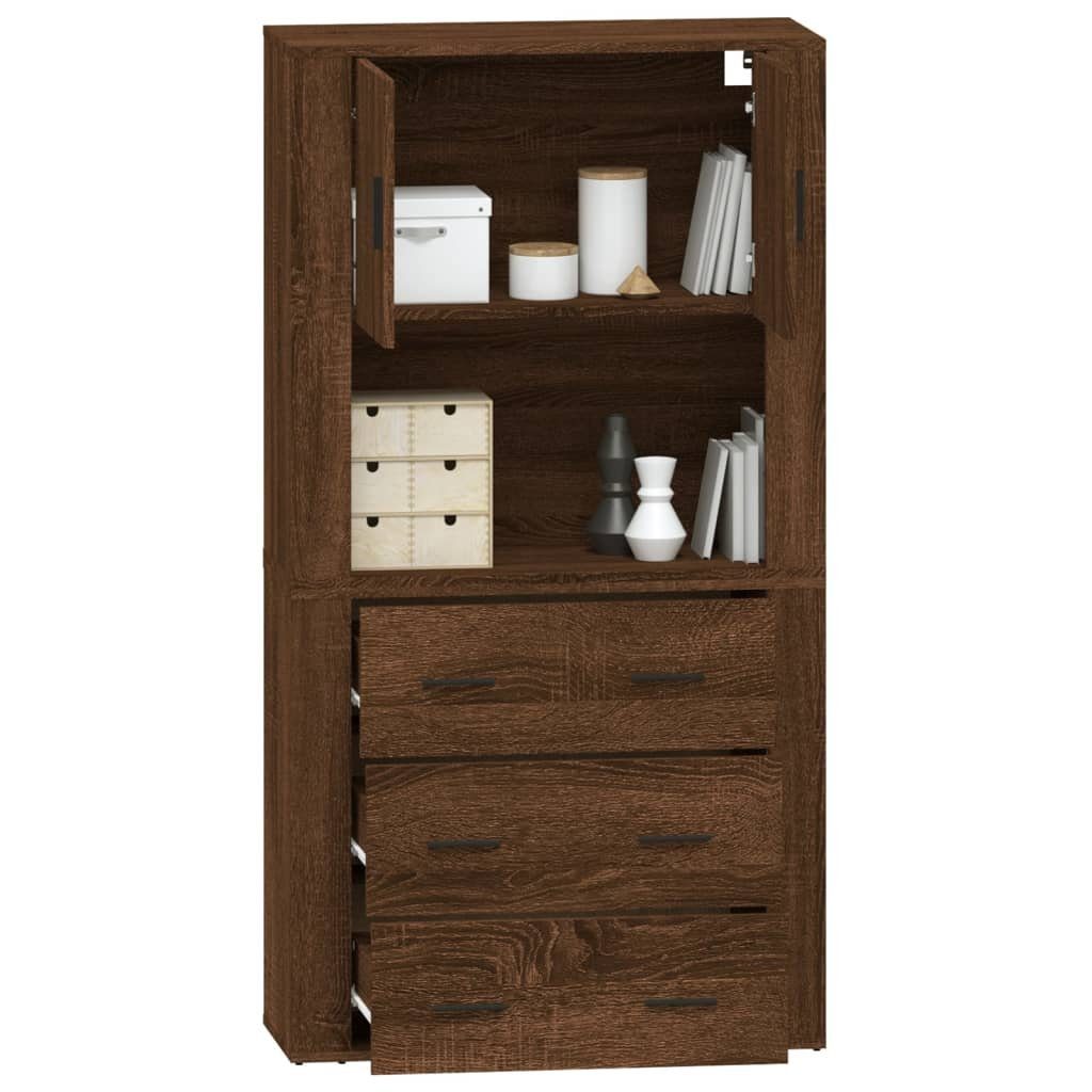 vidaXL Sideboard Highboard Braun Eichen-Optik Holzwerkstoff (2 St)