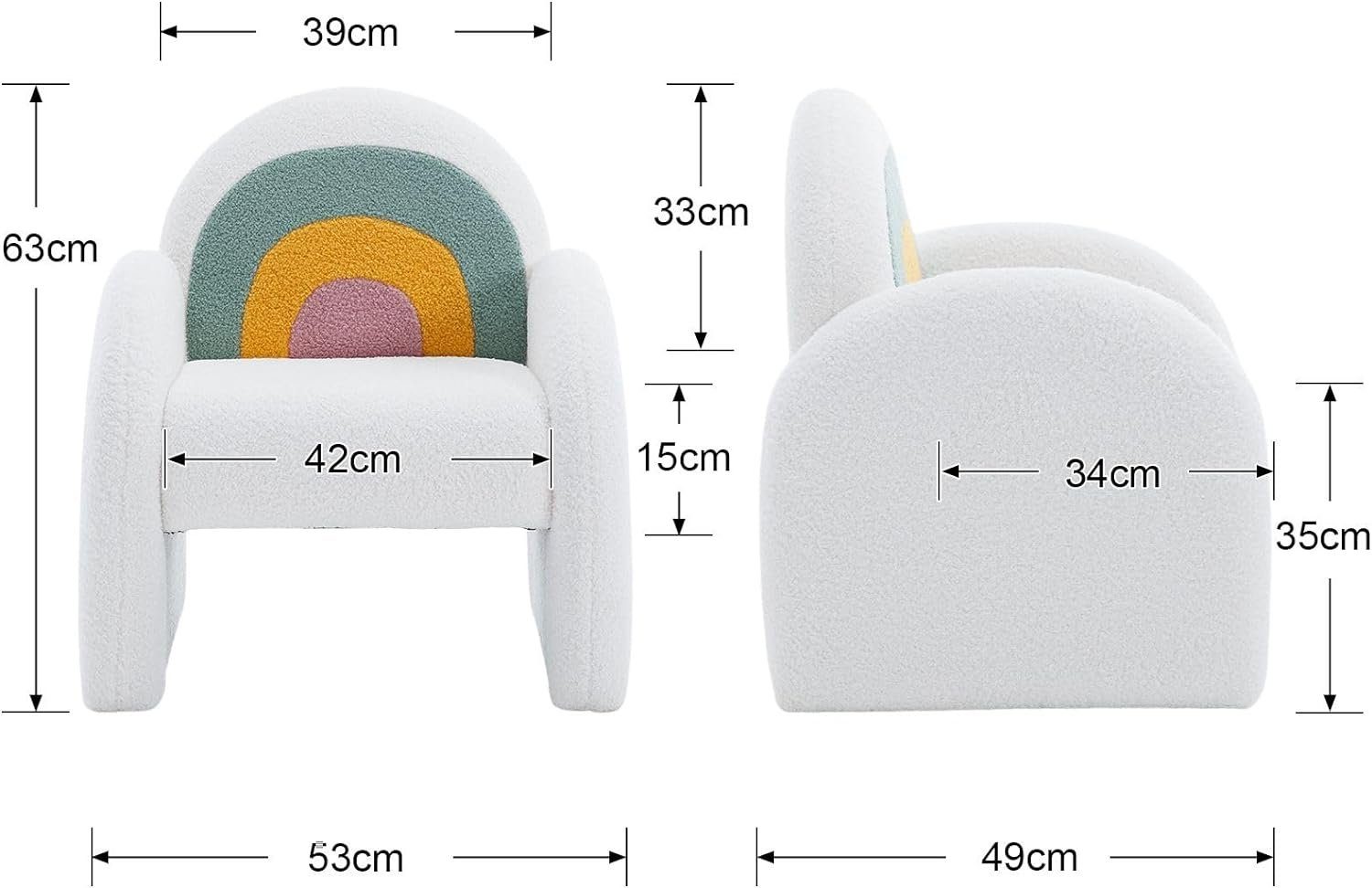 WAHSON OFFICE CHAIRS Kindersessel aus Teddystoff gepolsterter Kinderstuhl mit Armlehne Kindercouch