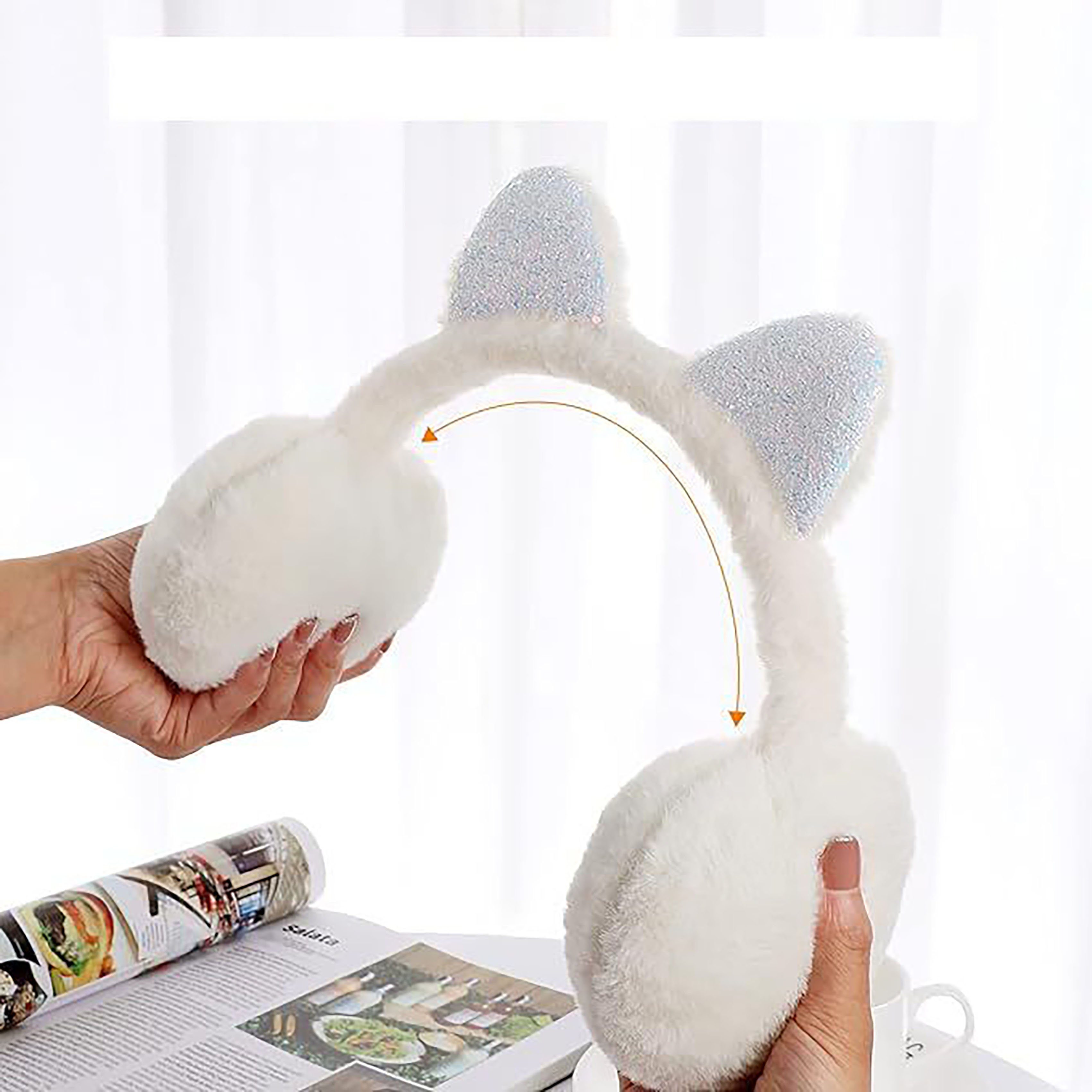 YYV Ohrenwärmer Süße Katzenohren-Ohrenschützer, weicher Ohrenwärmer (Winter-Plüsch-Ohrenschützer, Kopfbedeckung, Mädchen und Damen, warme Winter-Accessoires (weiß), 1-St)