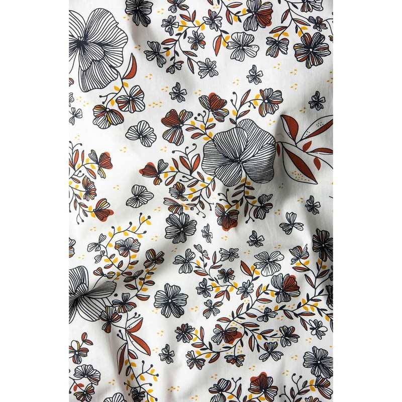 Drap plat 1 personne en Coton Bio Flora 180 x 290 cm