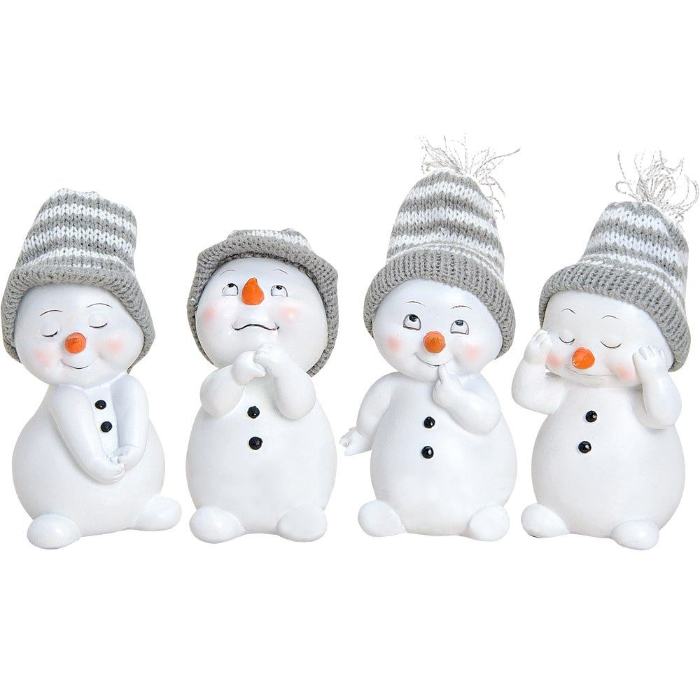 matches21 HOME & HOBBY Dekofigur Schneemann Set Kunststoff je 6x6x11 cm (4 St)