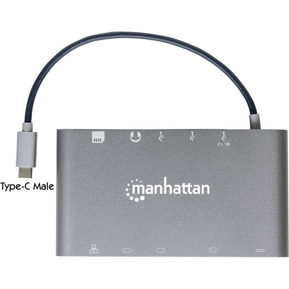 MANHATTAN Laptop-Dockingstation SuperSpeed USB-C 7-in-1-Dockingstation, inkl. Ladefunktion