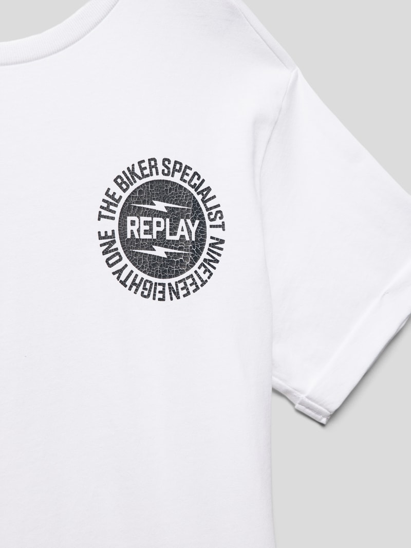 T-Shirt mit Label-Print in weiß