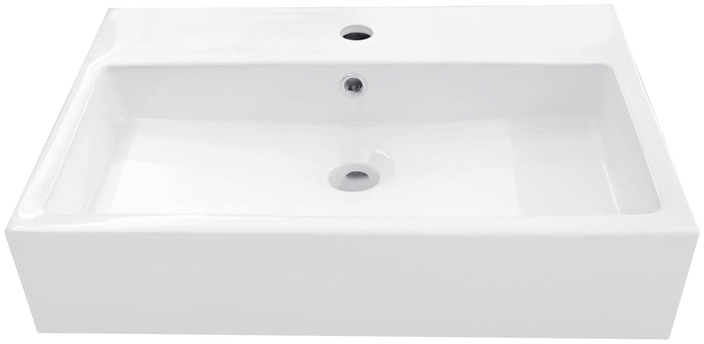 welltime Aufsatzwaschbecken Verona, eckig, Breite 60 cm, Tiefe 42 cm, Becken, Waschbecken