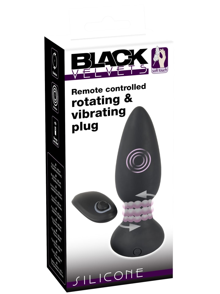 Black Velvets Analplug mit Rotation Remote controlled rotating & vibrating plug in schwarz günstig kaufen 13,5 cm