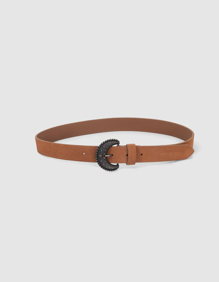 Ceinture camel cuir velours boucle fantaisie fille