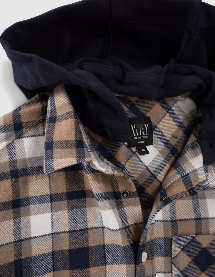 Chemise marine à carreaux à capuche amovible garçon