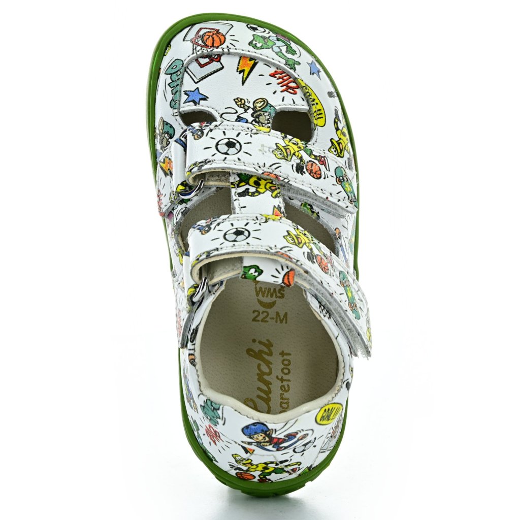 Lurchi Nando Nappa White-Green Barfußsandalen