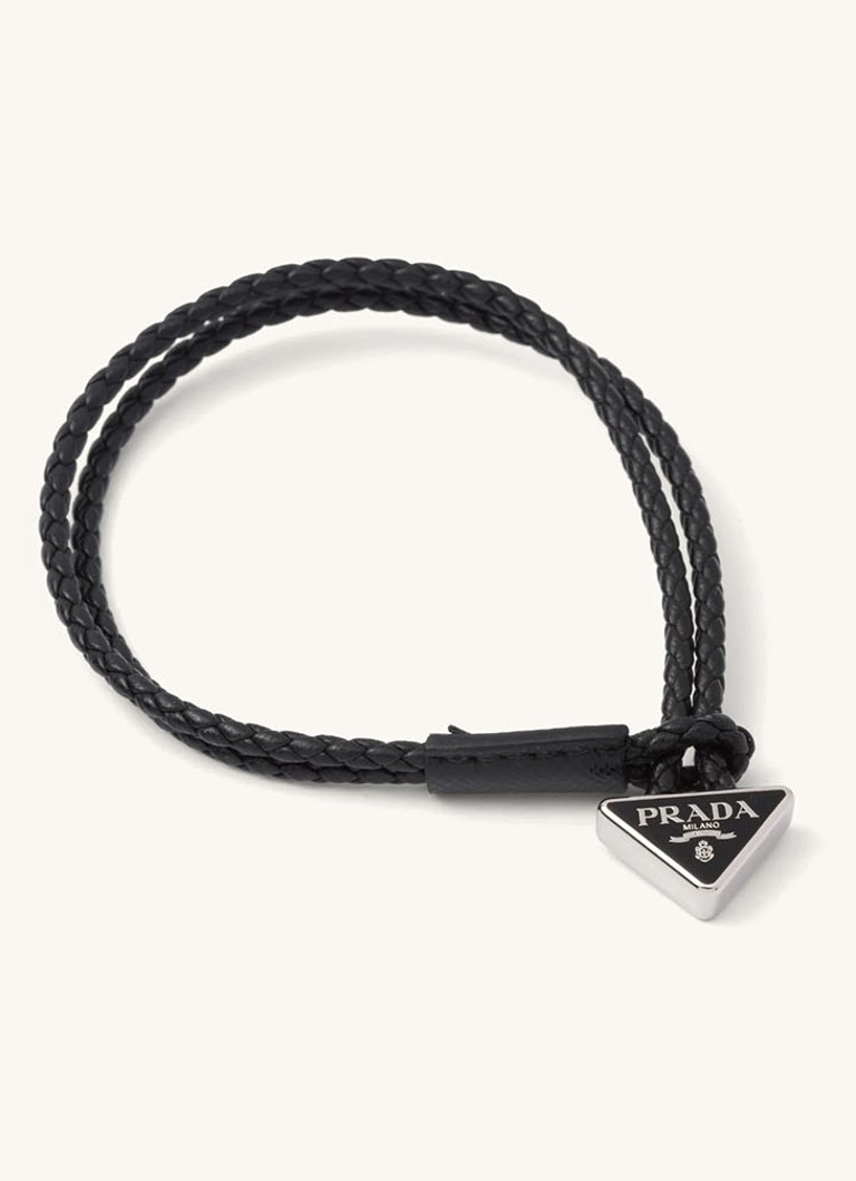 Prada Braided Leather Wrap Bracelet