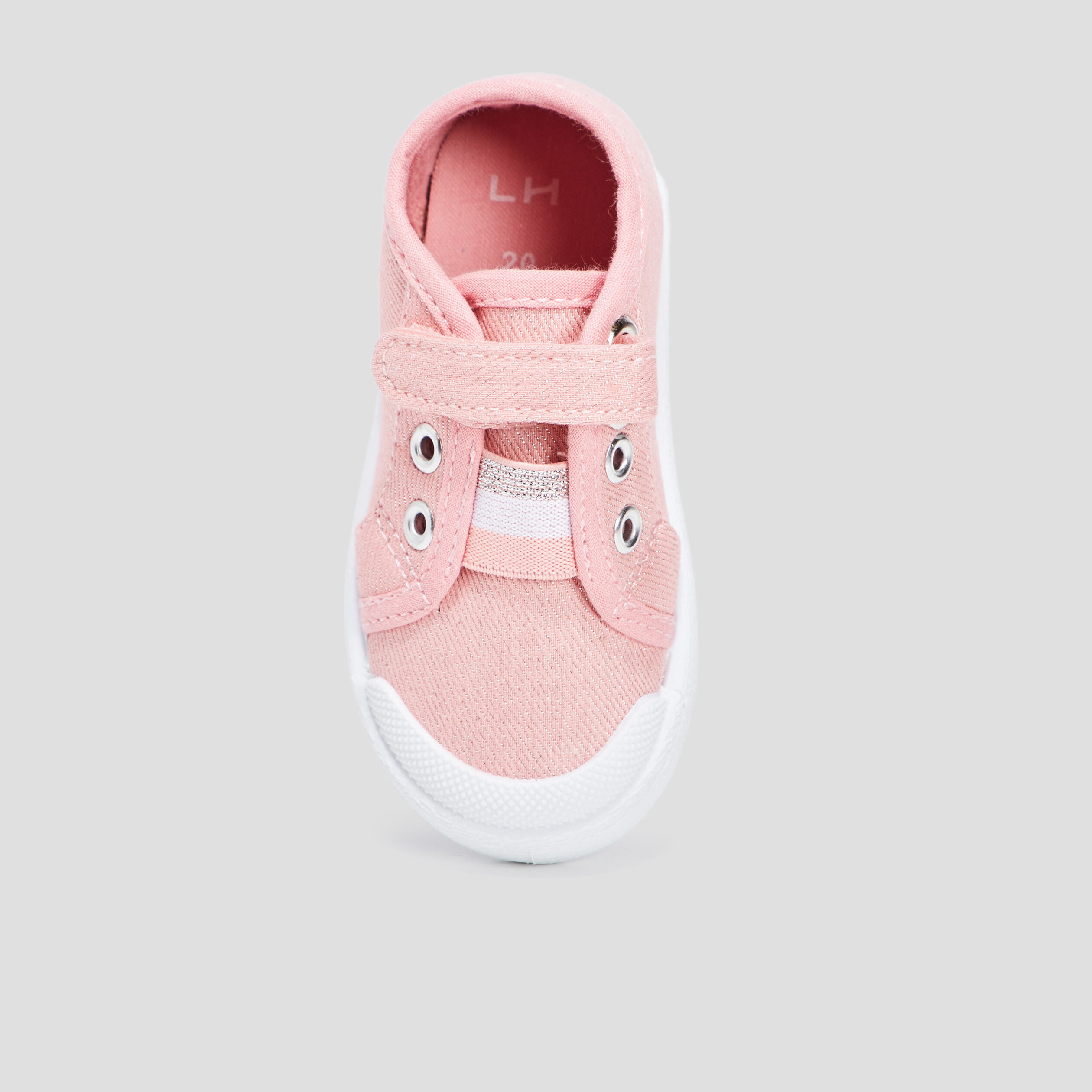 Tennis en toile à scratchs rose bébé fille | La Halle
