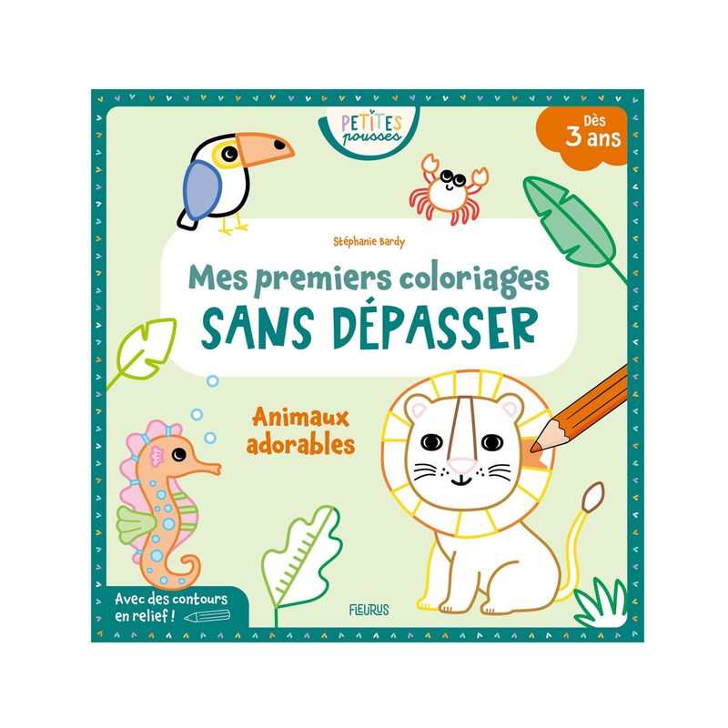 Livre Mon premier coloriage sans dépasser, animaux adorables - Fleurus