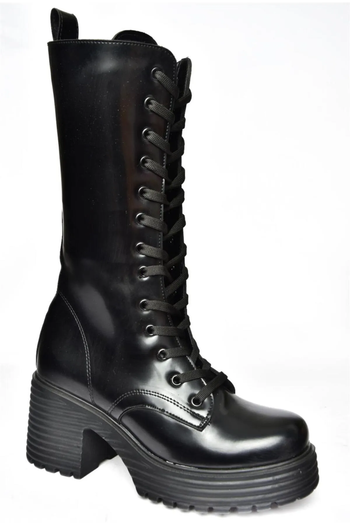 Fox Shoes  R996021035 Damenstiefel aus schwarzem Leder mit dickem Absatz