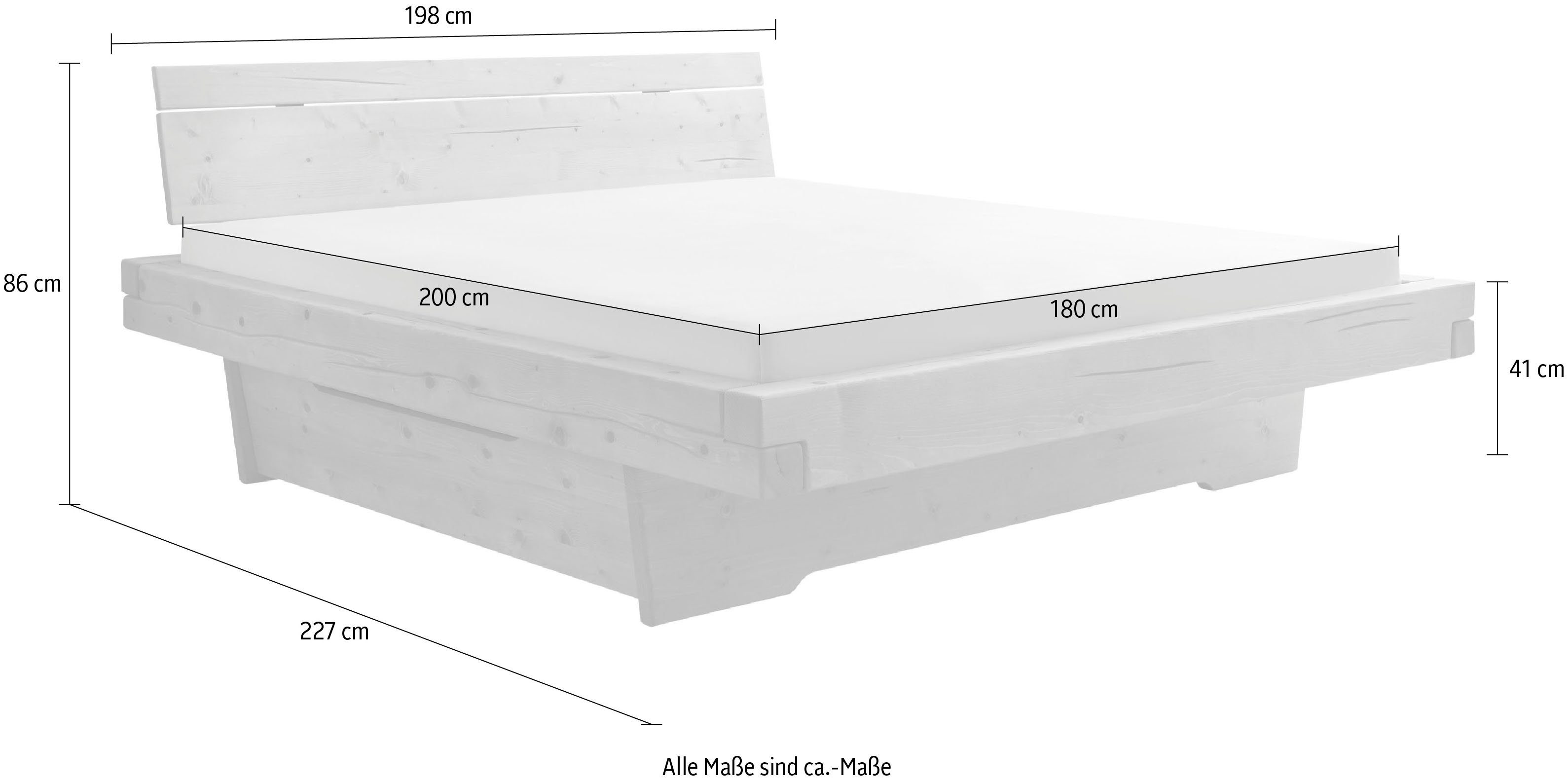 Schlafkontor Massivholzbett Rusa, Fichte in 180x200 cm, optional mit Bettschubkästen erhältlich