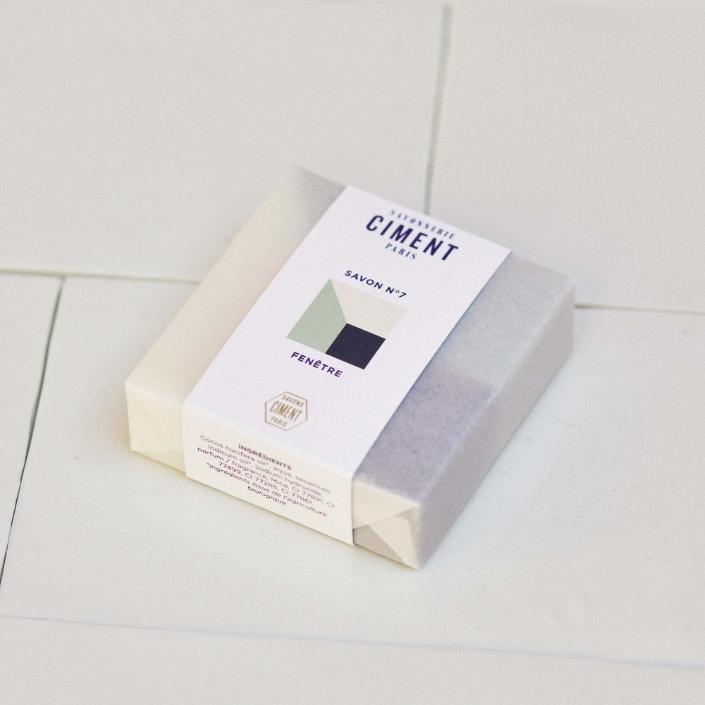 ciment FENÊTRE Savon surgras corps motif Fenêtre - Fragrance Fleur pommier Savon solide 100g