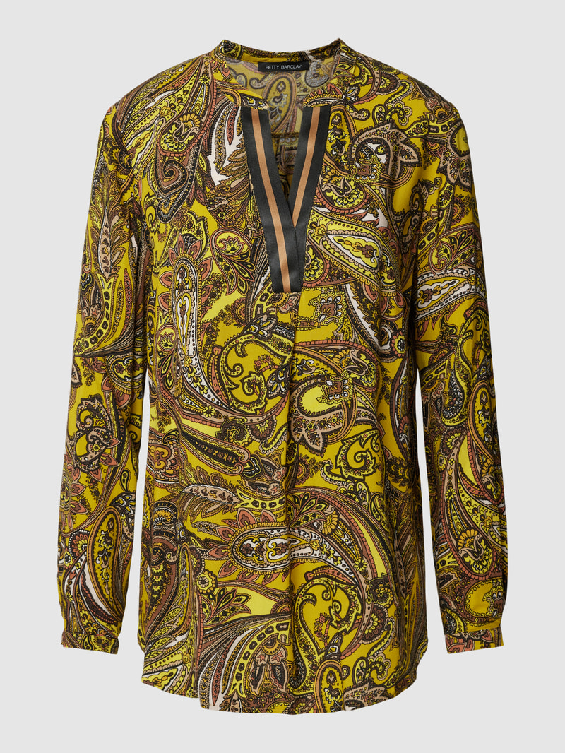 Bluse mit Allover-Muster in senfgelb
