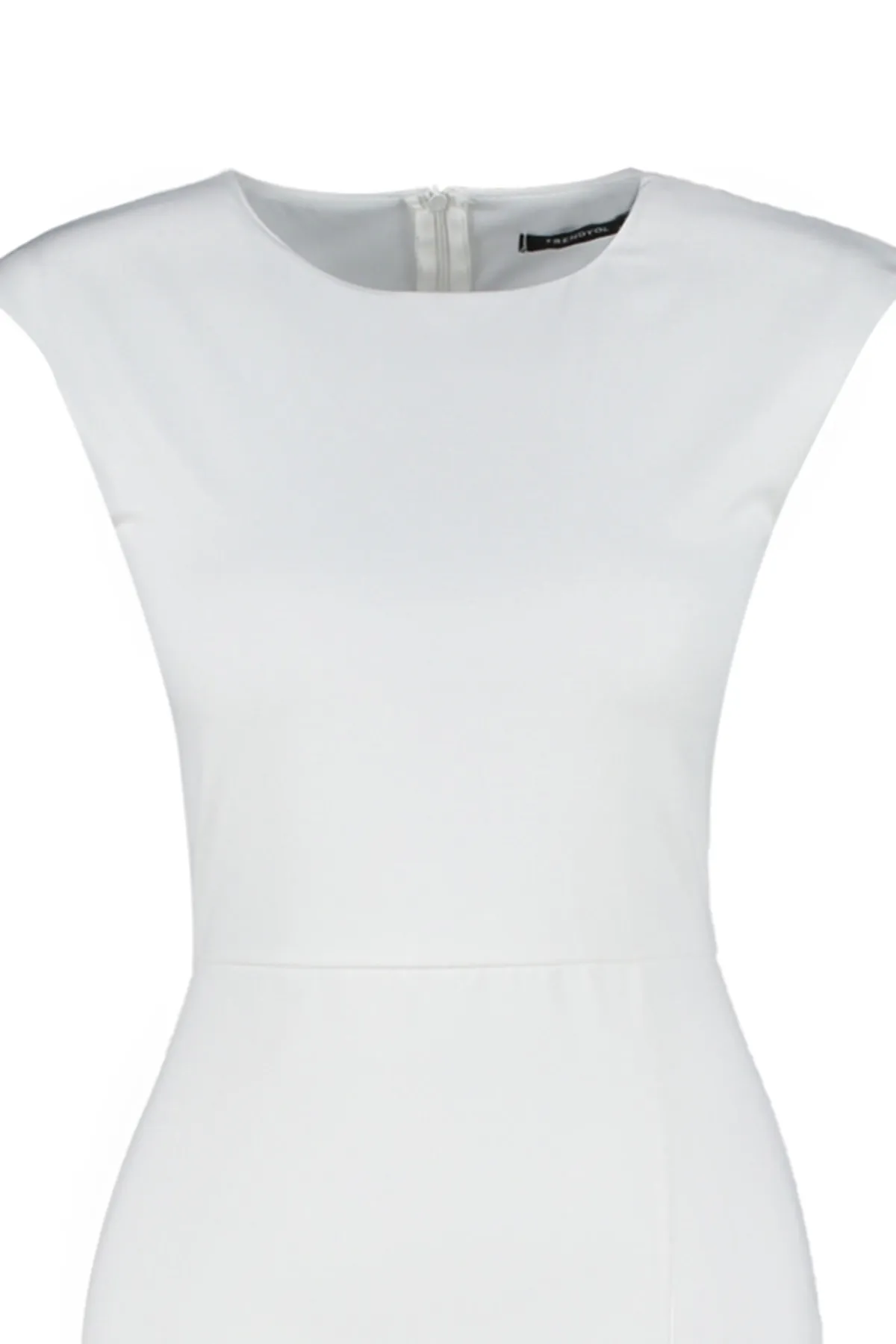 Trendyol Collection  Ecru-tailliertes, wattiertes Midikleid aus Webstoff TWOSS22EL00341