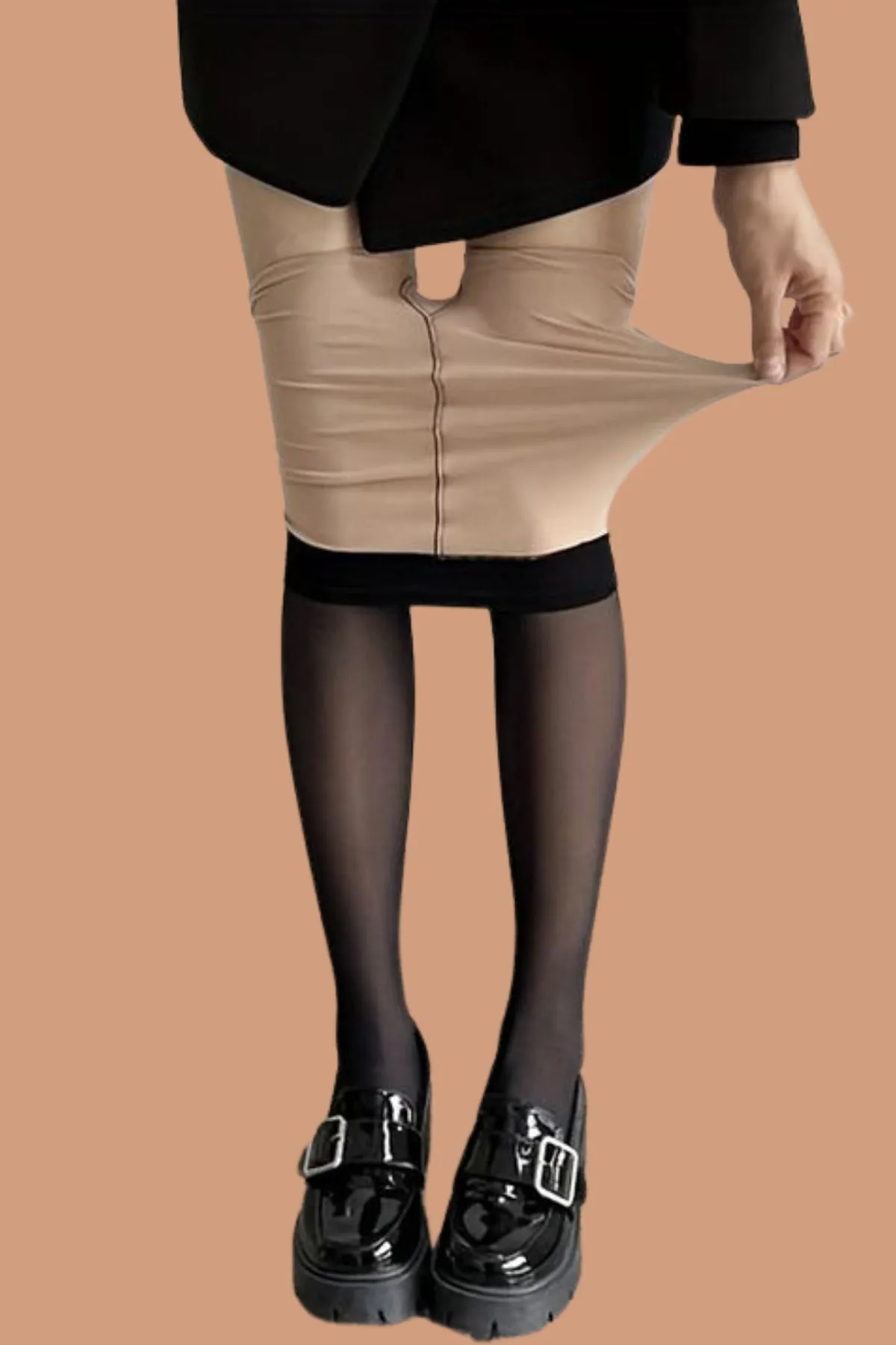 Katia&Bony  Damen Thermo-Skin-Look-Strumpfhose Schwarz