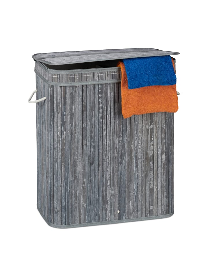 relaxdays Wäschekorb in Grau - (B)55 x (H)63 x (T)35 cm günstig kaufen onesize