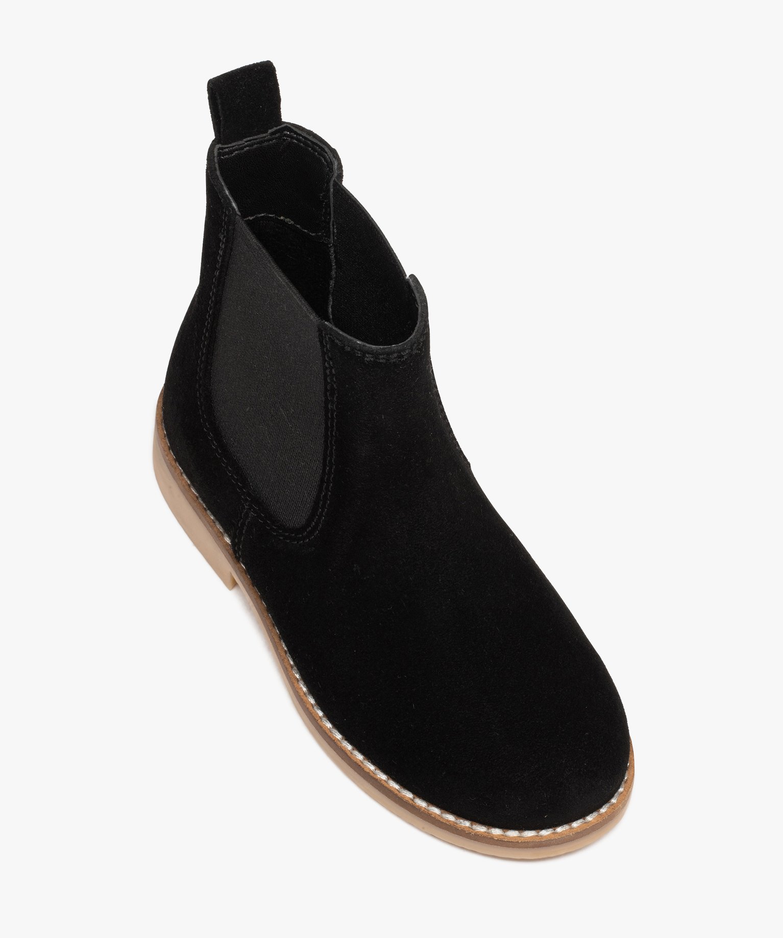 Boots fille unies style Chelsea en suédine noir | GEMO