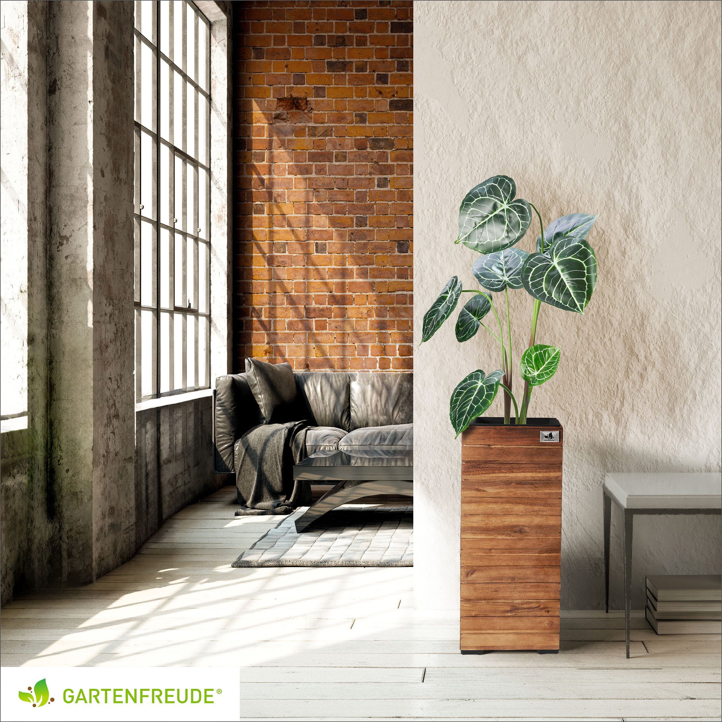 Gartenfreude Pflanzkübel Pflanzgefäß Holz horizontale Lamellen Optik