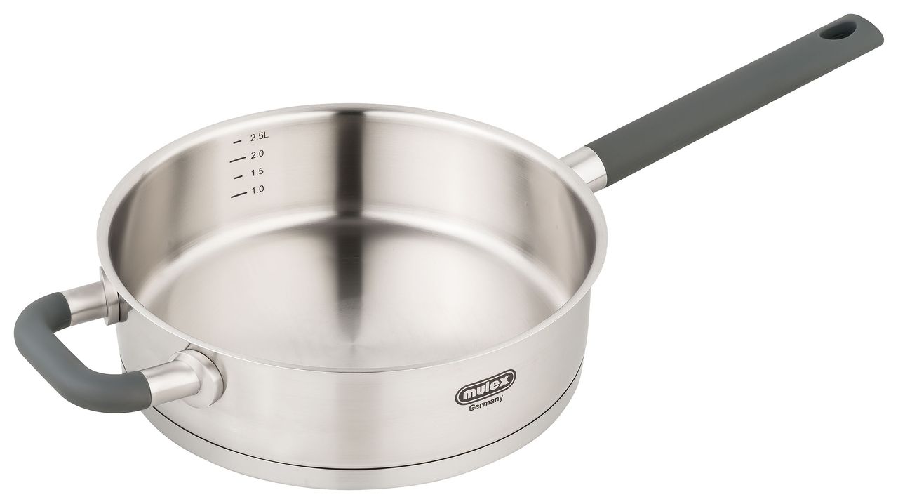 Mulex hochwertige Edelstahl Stielpfanne LUGANO 24 cm mit Deckel
