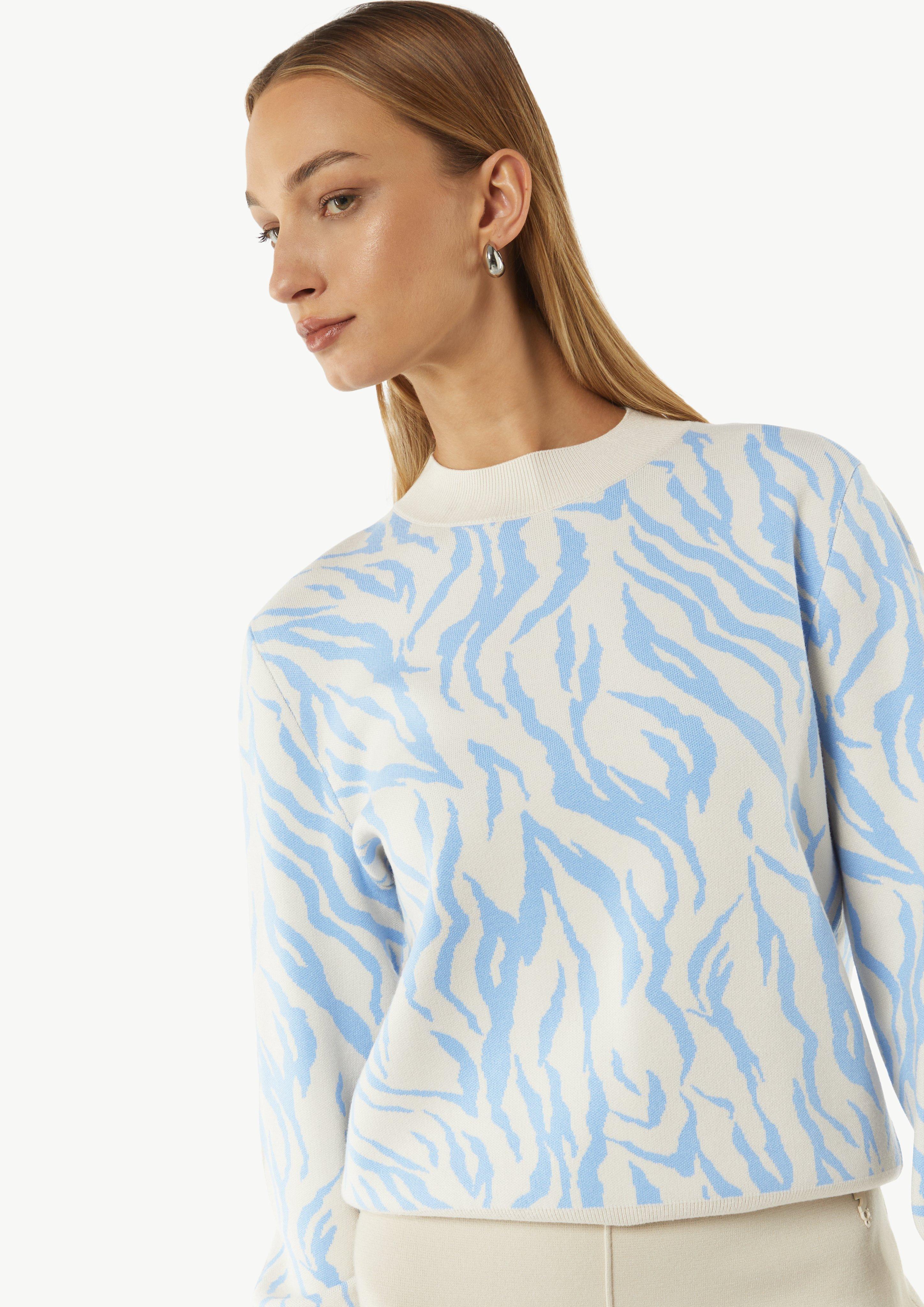 Feinstrickpullover mit Jacquard-Muster - himmelblau