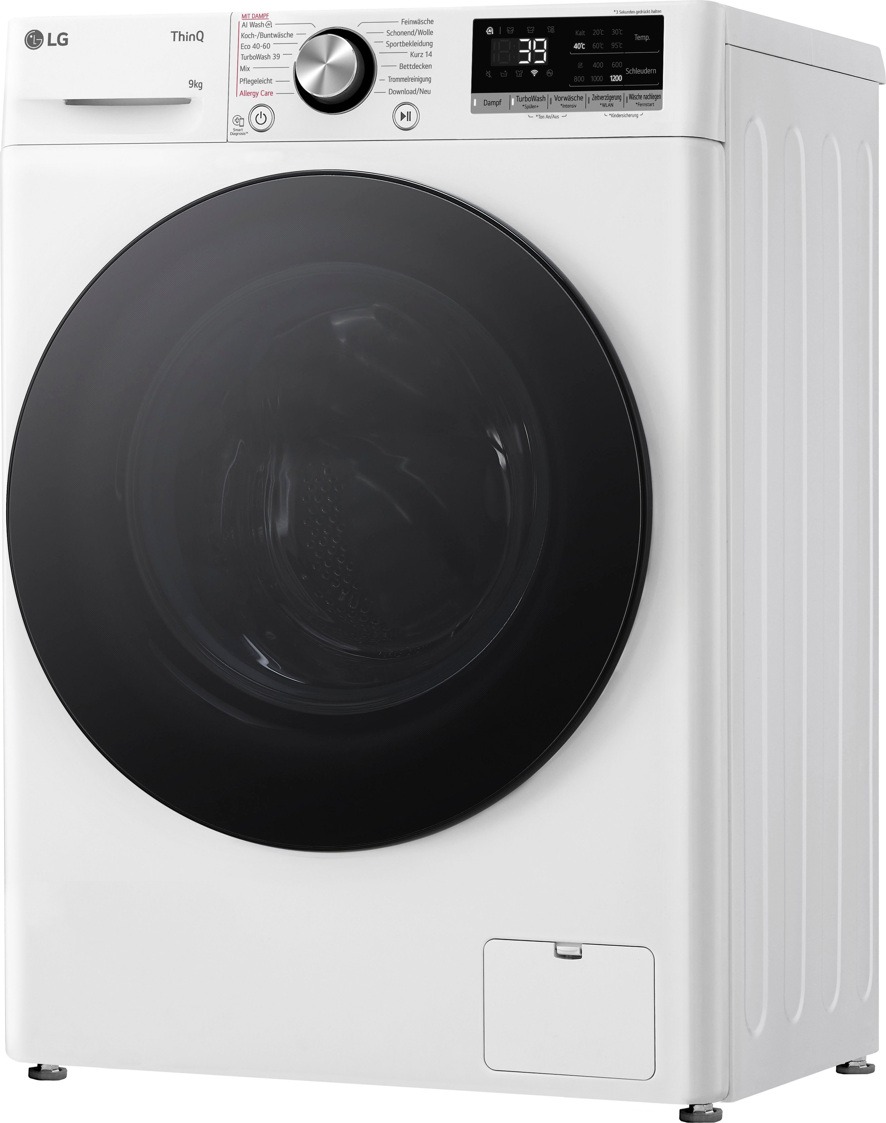 LG Waschmaschine F2V7SLIM9, 9 kg, 1200 U/min, Raumsparer: nur 53,5 cm tief