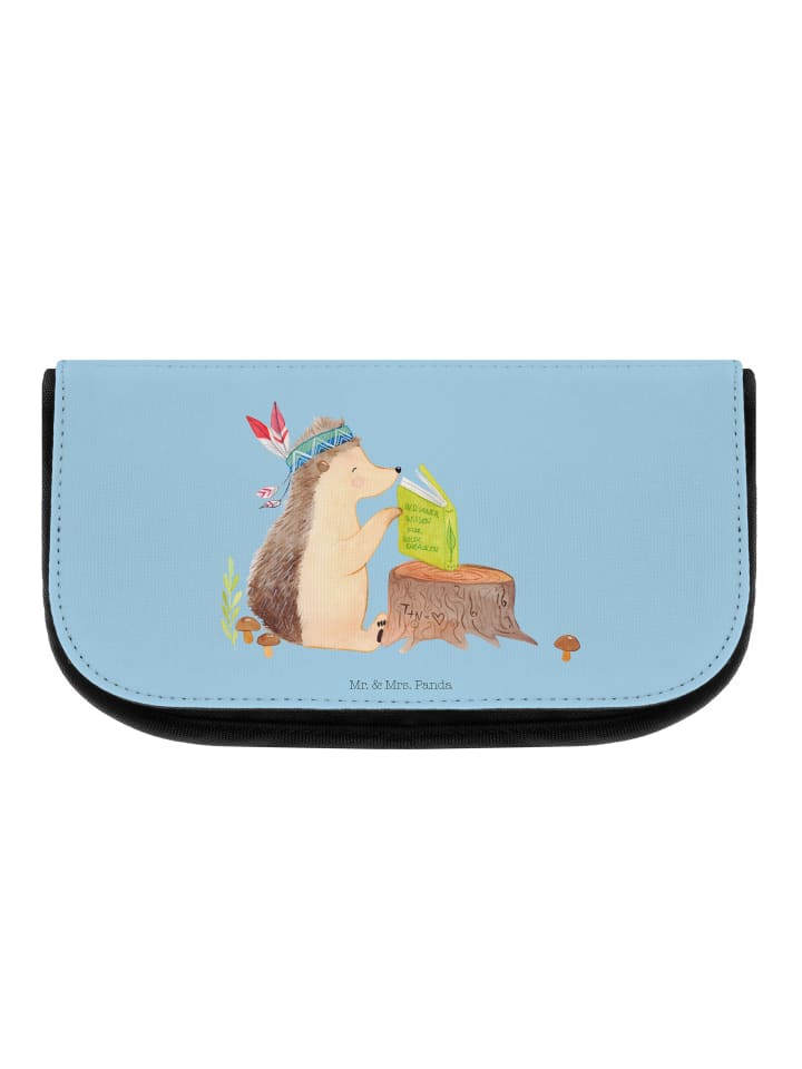 Mr. & Mrs. Panda Kosmetiktasche Igel Federschmuck ohne Spruch in Blau Pastell günstig kaufen onesize