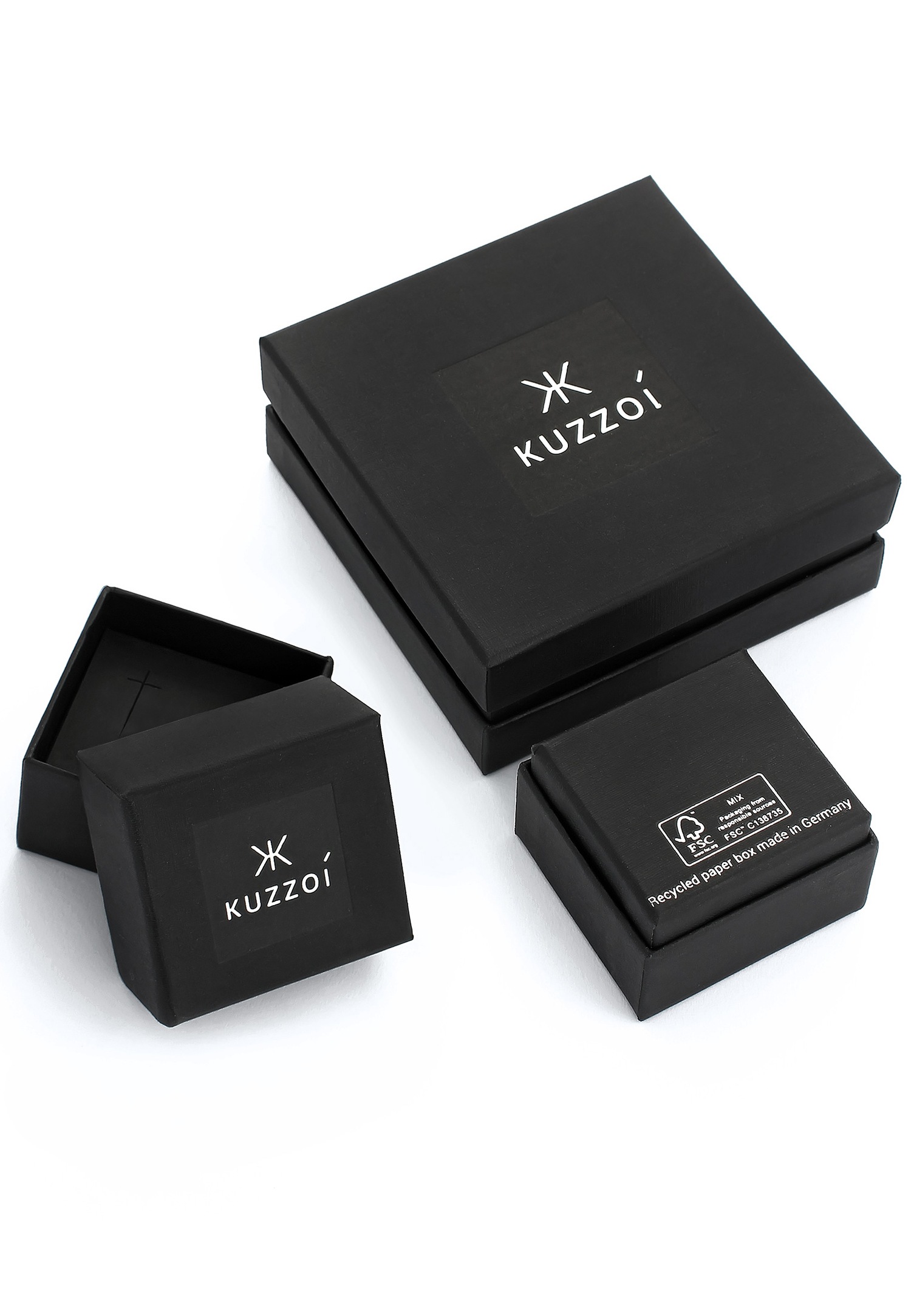 KUZZOI Inel unisex Kuzzoi pentru bărbați, cu cristale de zirconiu cubic alb, argint 925