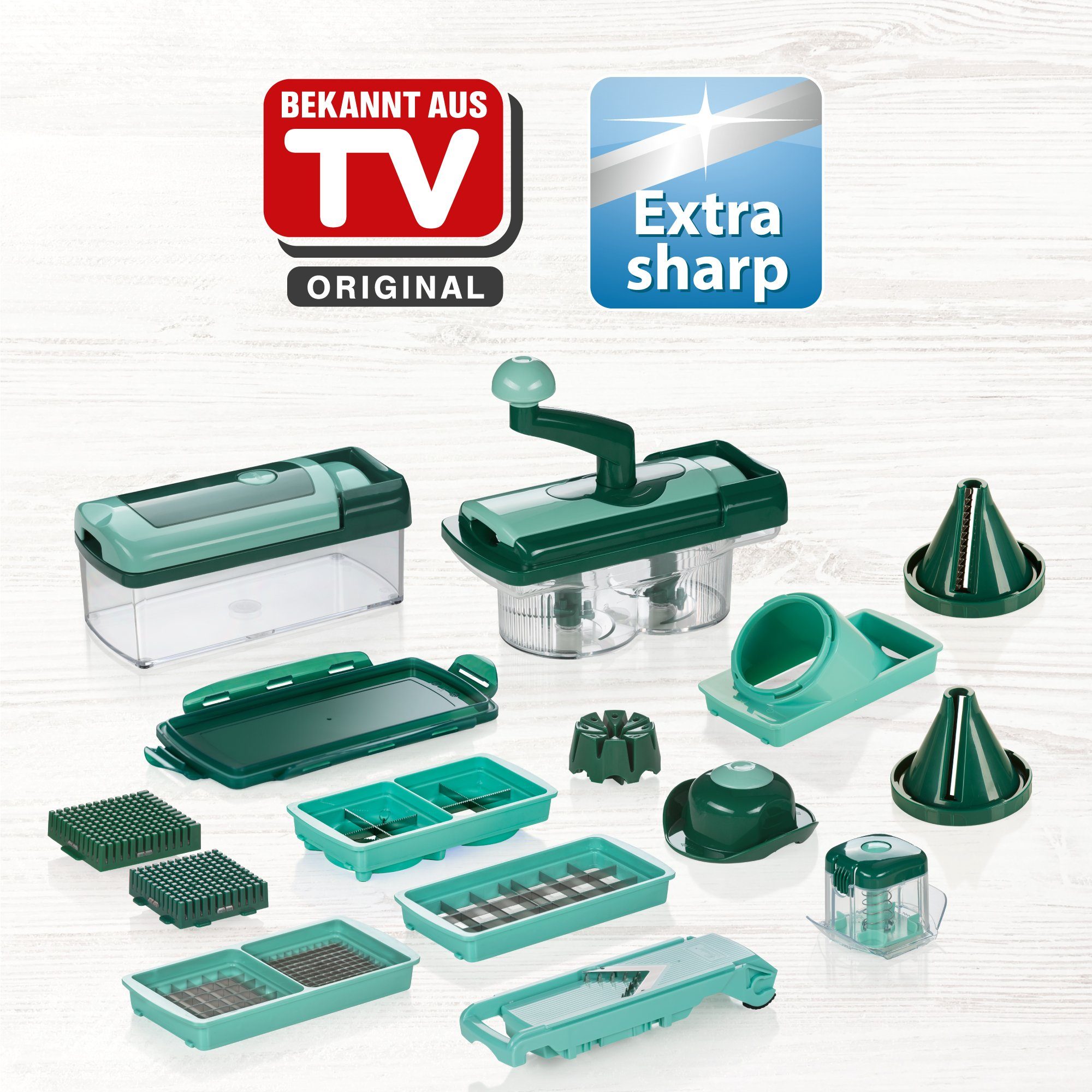 Genius Gemüseschneider Nicer Dicer Fusion smart, 23 Teile, Würfel, Stifte, Gemüsehobel mit 1250ml Fassungsvolumen