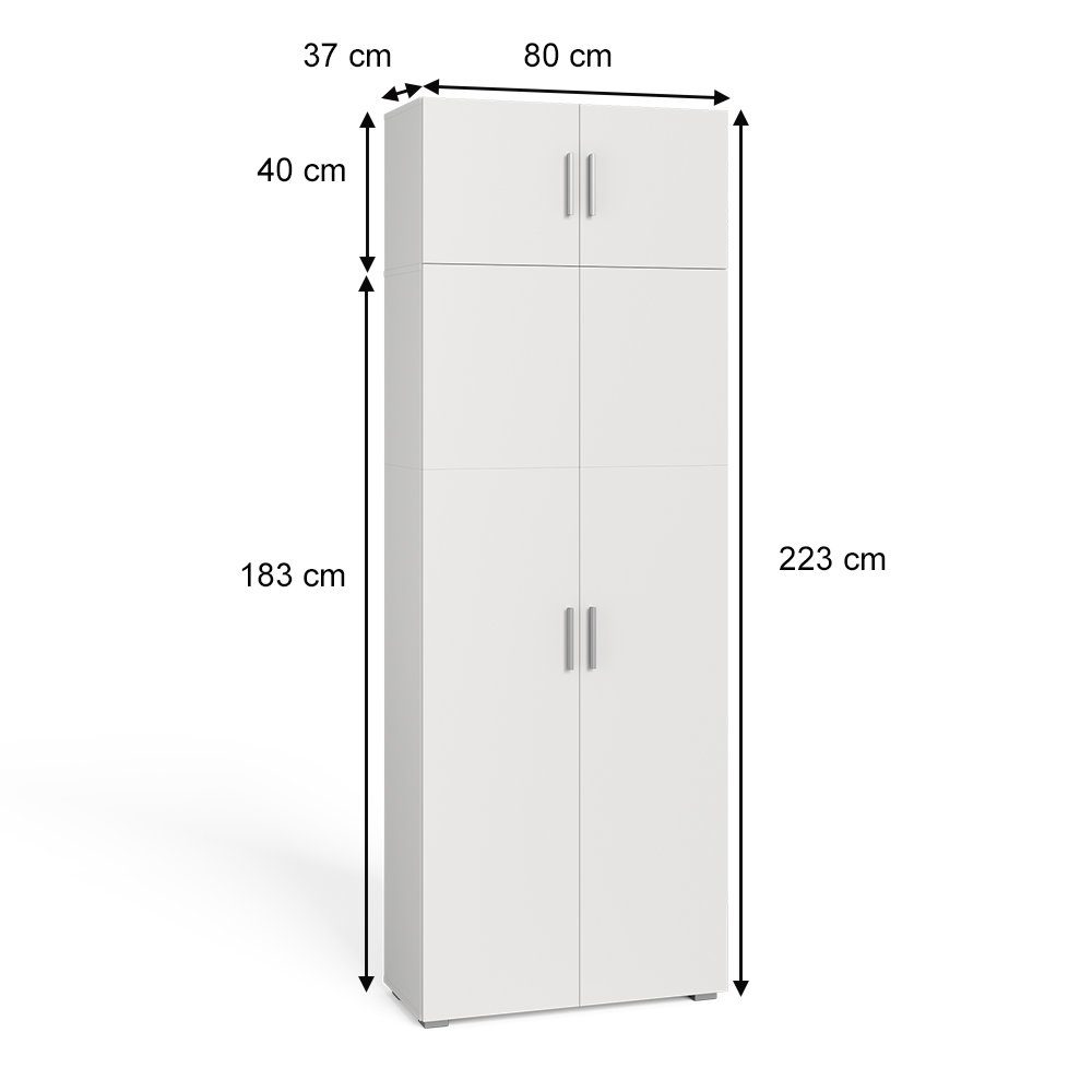Vicco Mehrzweckschrank Universalschrank 2 Türen Aufsatzmodul INGO Weiß