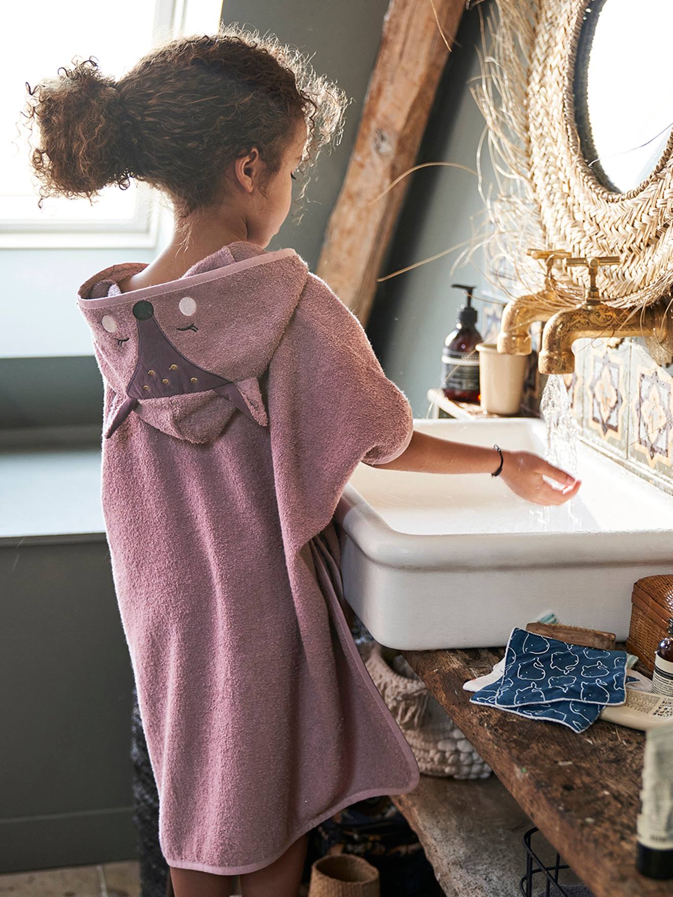 Poncho de bain personnalisable Biche parme