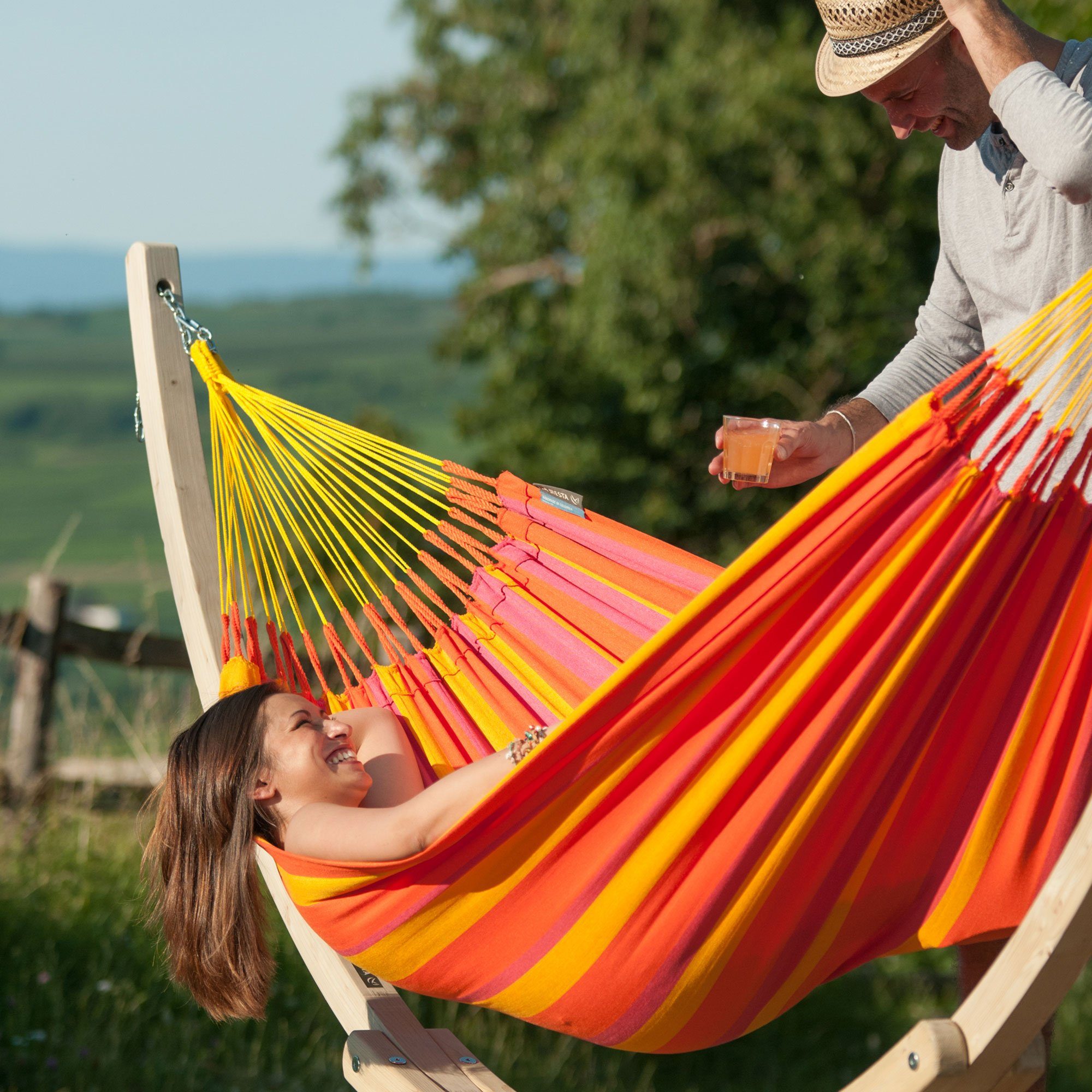 La Siesta Hängematte Single Hängematte Sonrisa mandarine rot - La Siesta wetterfest, Hochwertige Qualität