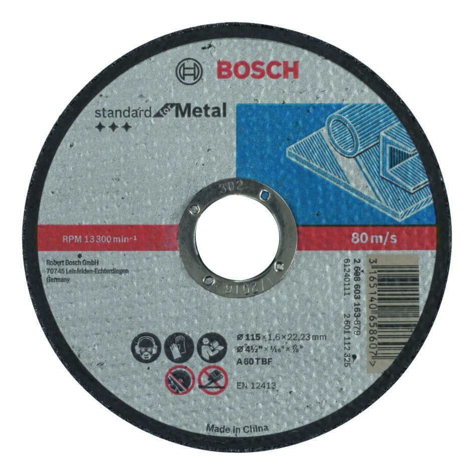 Bosch Blue Accessories 2608603163 Rak kapskiva Standard för metall A 60 T BF, 115 mm, 22,23 mm, 1,6 mm