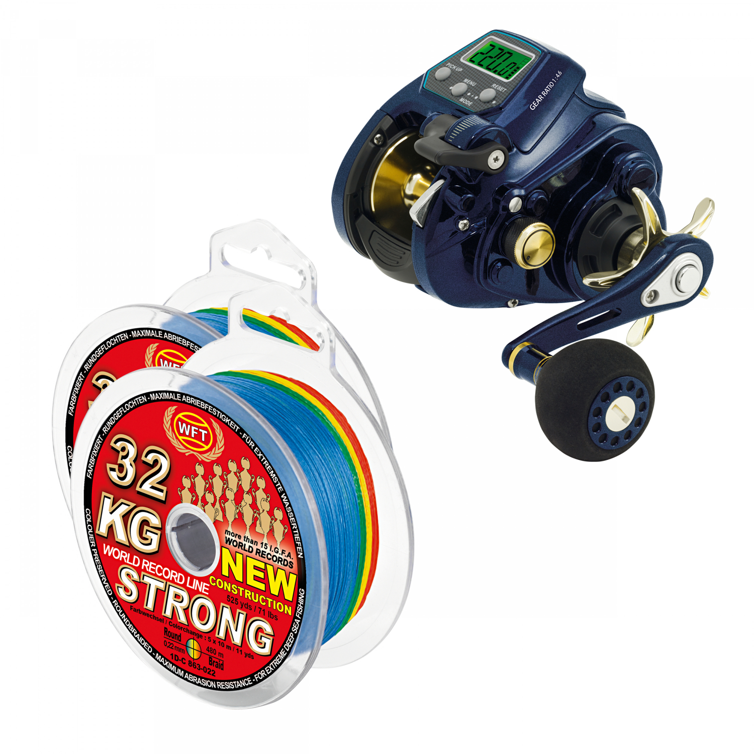 WFT Set: Elektrorolle Sea King 550 PR HP + 2x Schnur KG Strong Exact