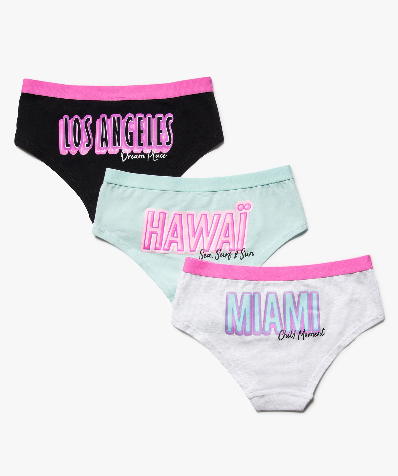 Shorties fille en coton stretch inscriptions villes américa... multicolore | GEMO