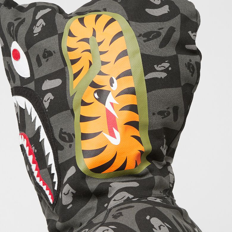 A Bathing Ape Bape Distortion Shark Relaxed Fit Full Zip Hoodie M black