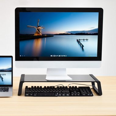 SVITA Schreibtischaufsatz ANSAN, Monitorständer, Monitorerhöhung, Glas, Schwarz