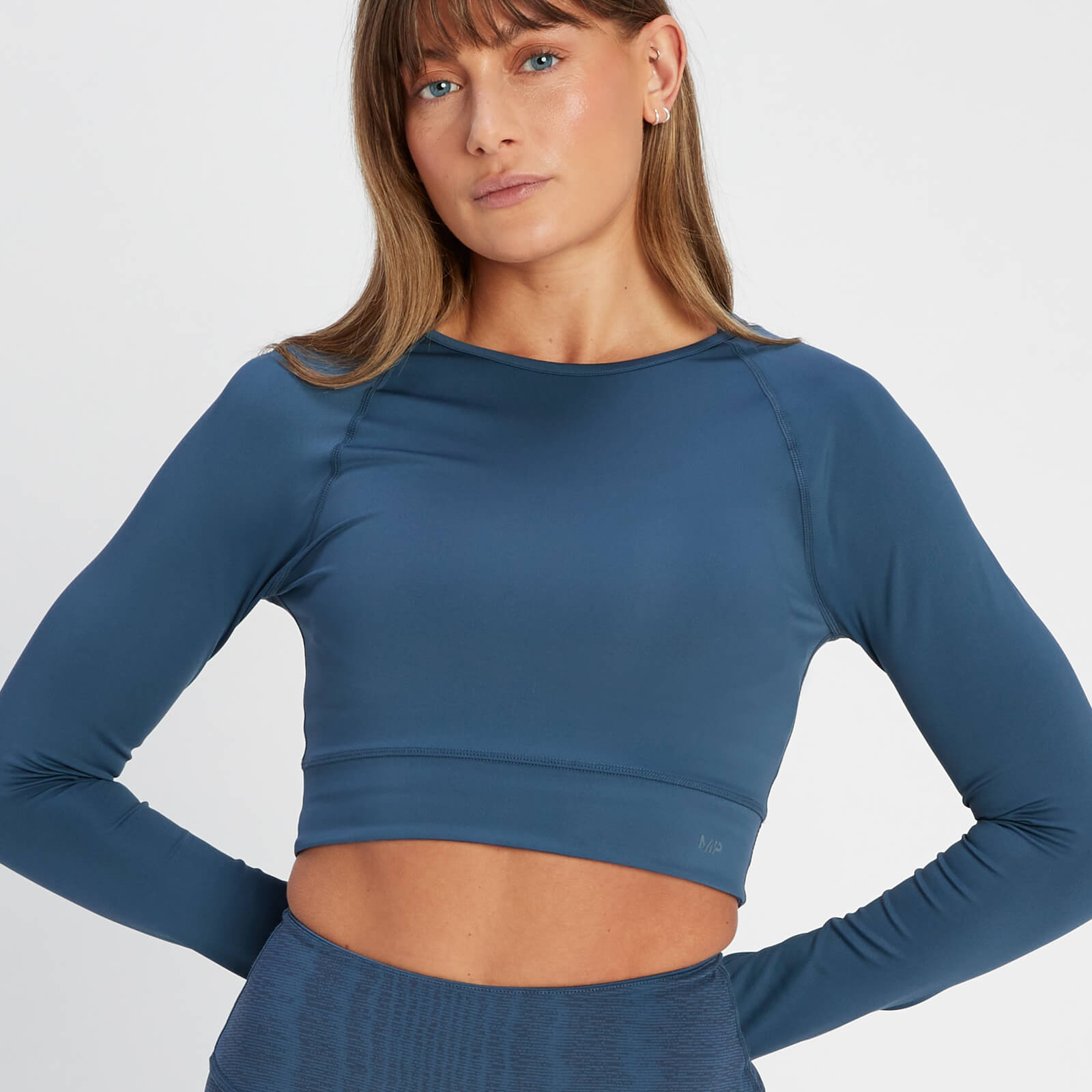 Crop top réversible à manches longues MP Tempo pour femmes – Ardoise foncé