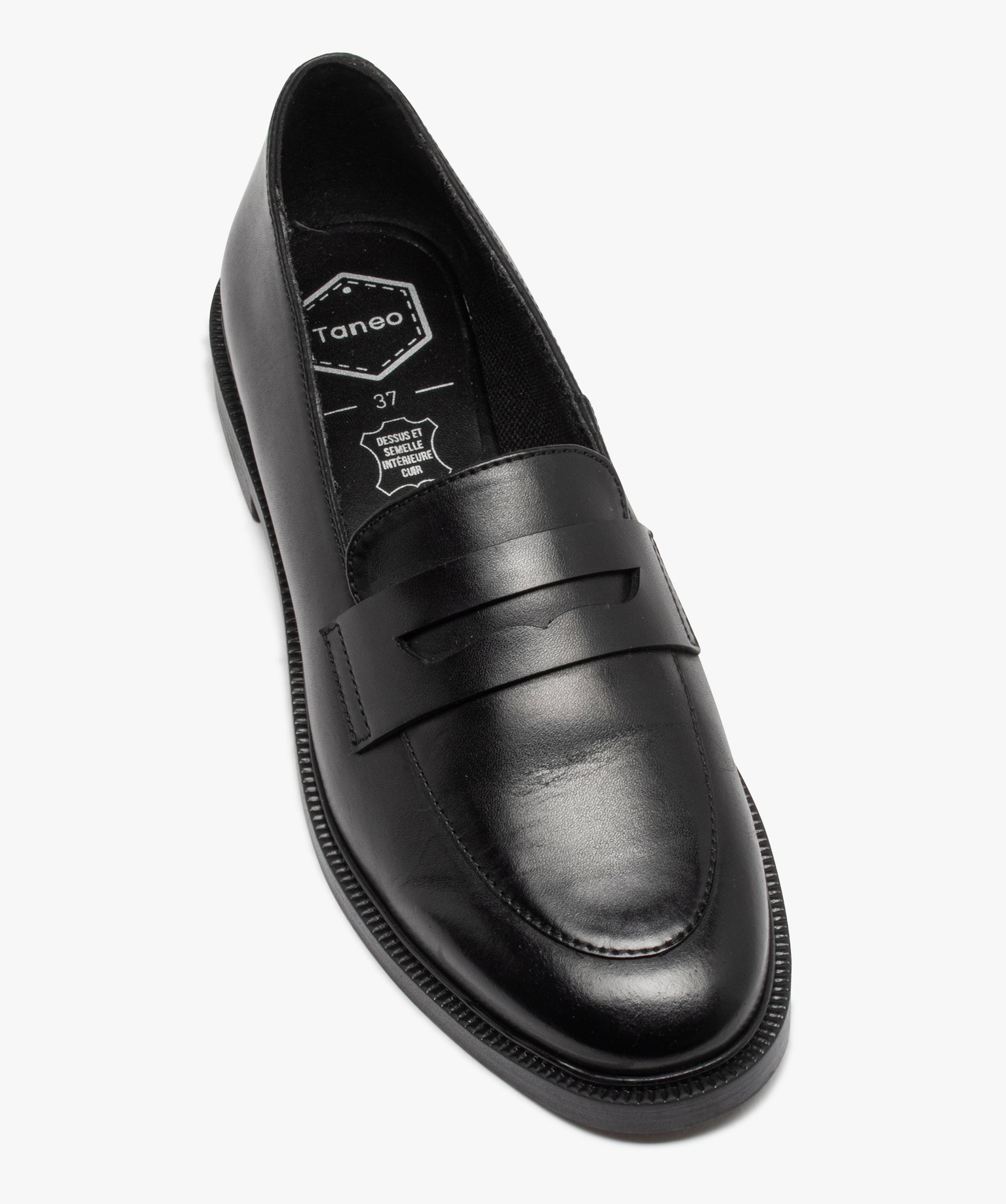 Mocassins femme unis dessus en cuir classique - Taneo noir | GEMO