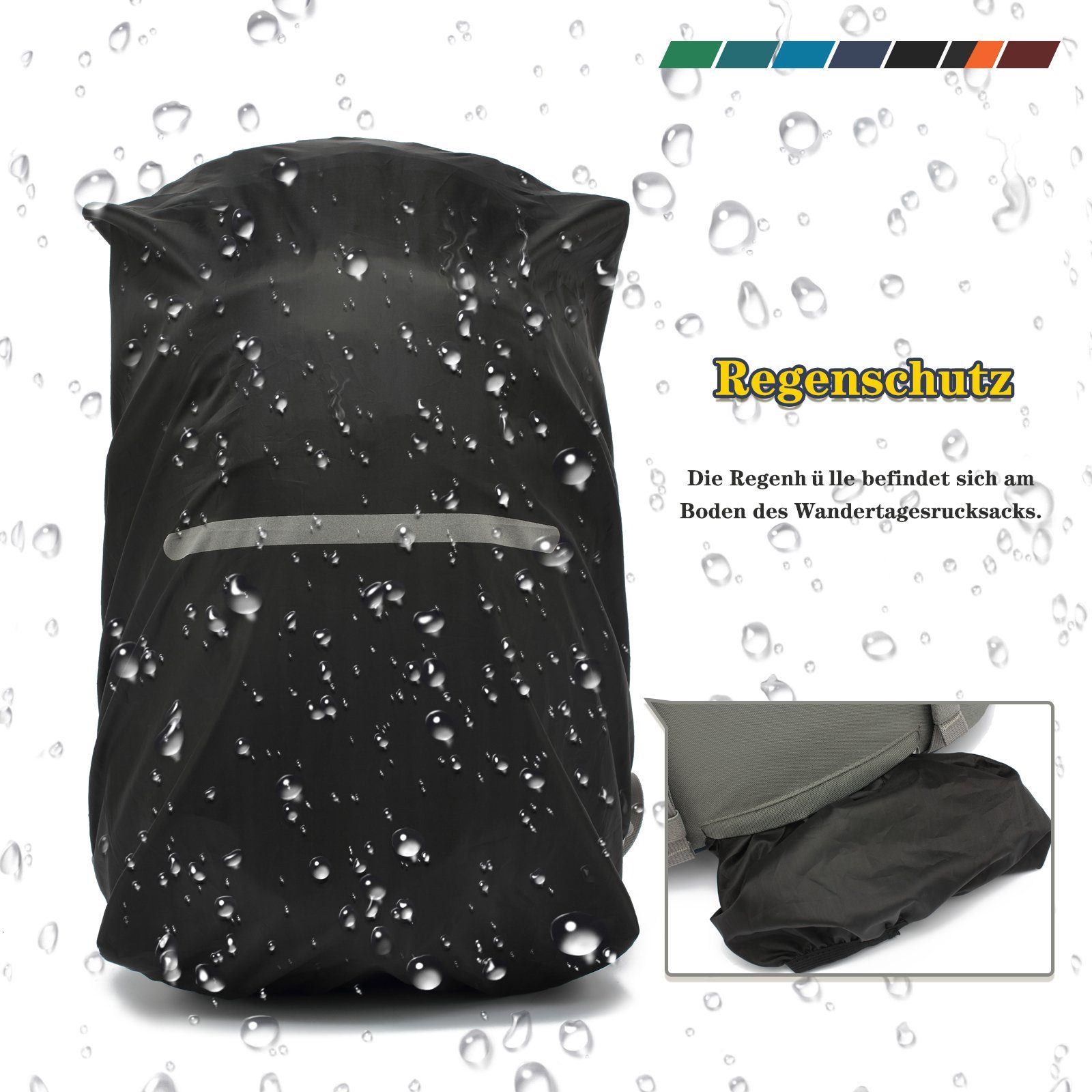 TAN.TOMI Fahrradrucksack 40L Wanderrucksack Trekkingrucksack Outdoor (Ausgestattet mit 1-Rucksack und 1-Regenabdeckung), mit Regenschutzhülle, Komressionsgurte für Trekkingstöcke, Schlafsack