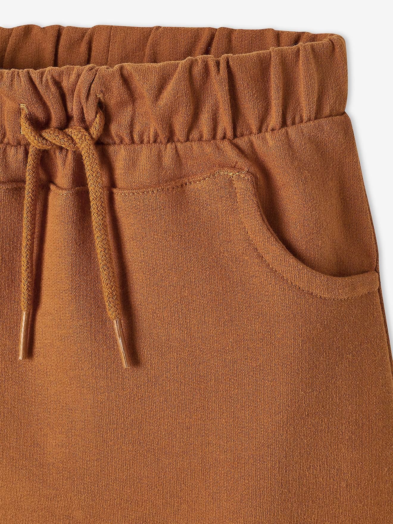 Ensemble T-shirt et pantalon molleton bébé rayé / caramel