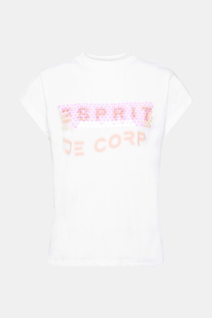 T-Shirt mit Pailletten und Print