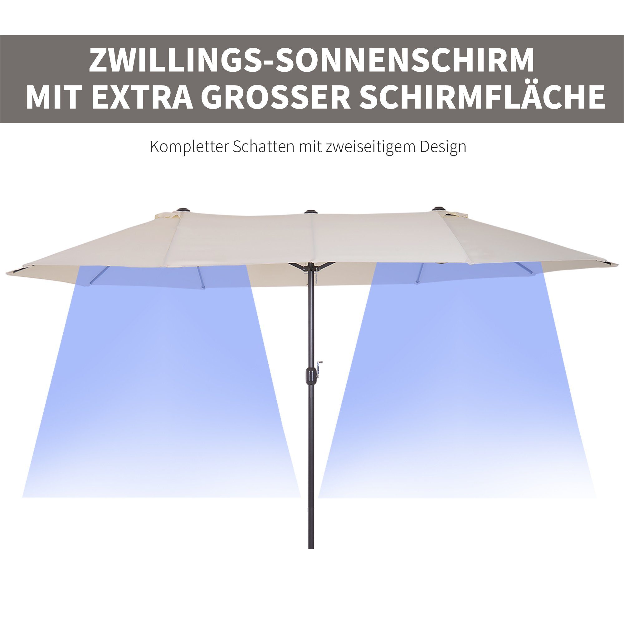 Outsunny Marktschirm Marktschirm mit Handkurbel