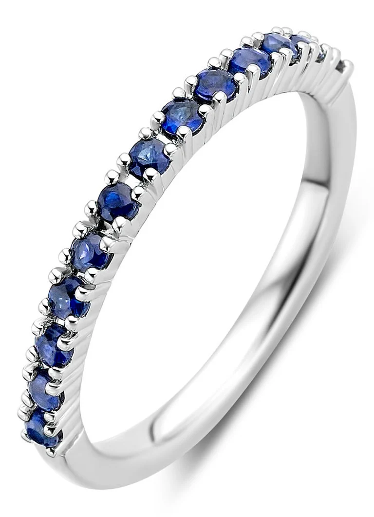 Prsten od bijelog zlata s dijamantnim vrhom, plavi safir 0,37 ct, Ensemble