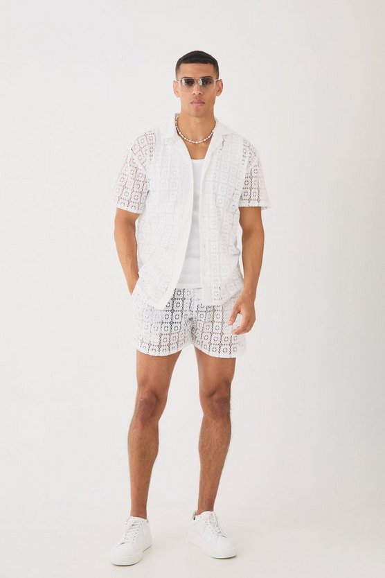 Oversize Hemd & Shorts aus Spitze
