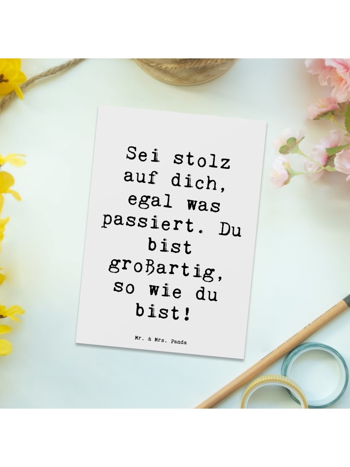Mr. & Mrs. Panda Postkarte Spruch Mit Enttäuschungen umgehen Sto... in Weiß günstig kaufen onesize