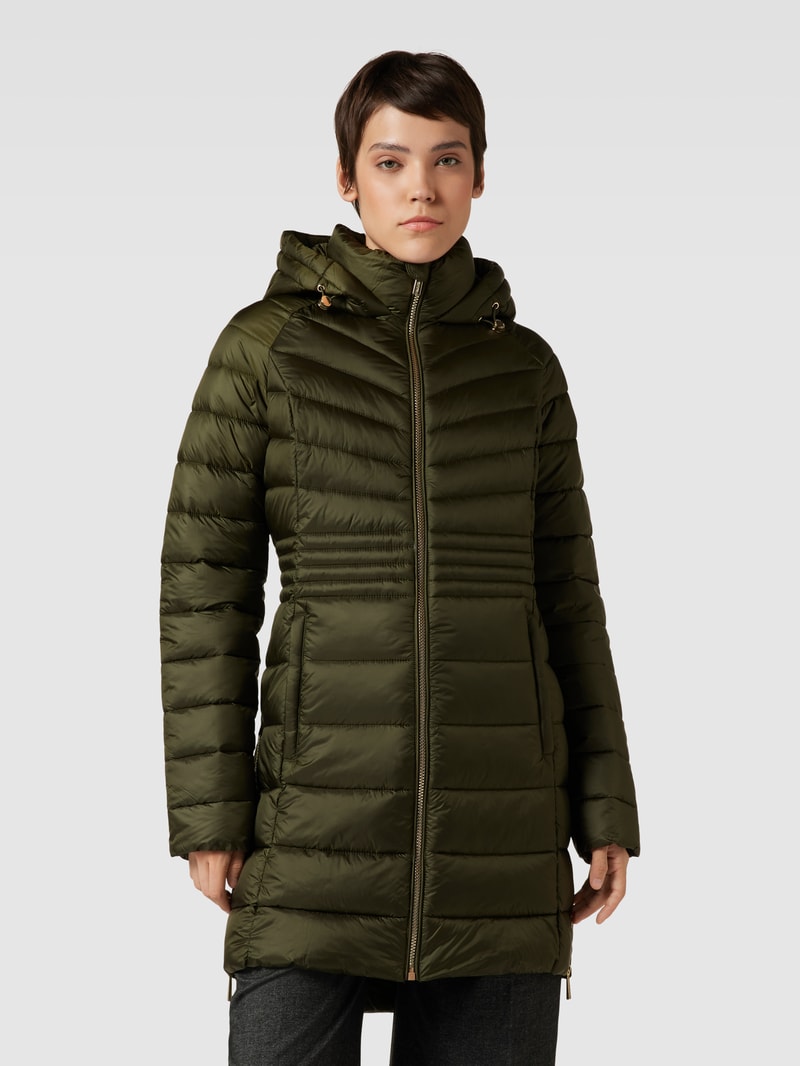 Steppjacke mit Kapuze Modell 'LONG LINE' in khaki